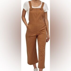 patagonia womens stand up cropped overalls dungaree umber brown